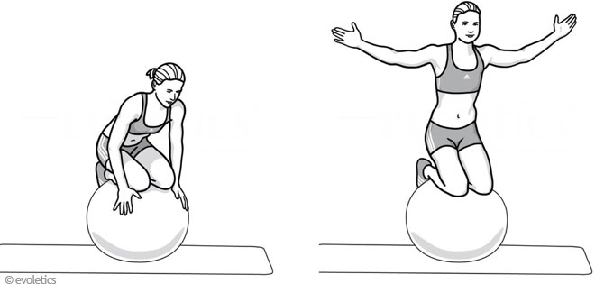 Gymnastikball-Übung - Knien auf Gymnastikball